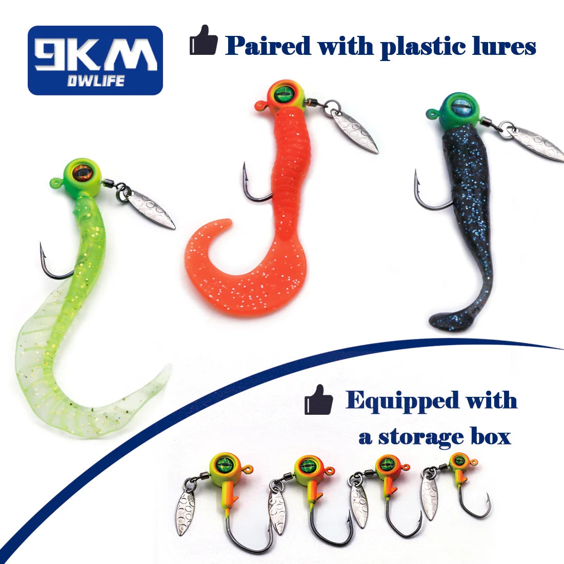 Fishing Jig Head Hooks with Spinner