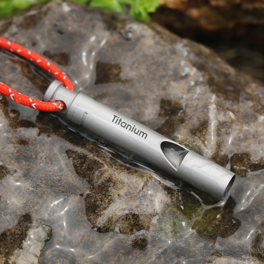 Ultralight Titanium Emergency Whistle with Cord