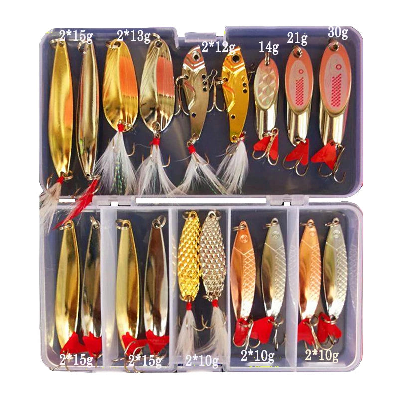 Hot Brilliant Metal Jig Spoon Fishing Lure Set