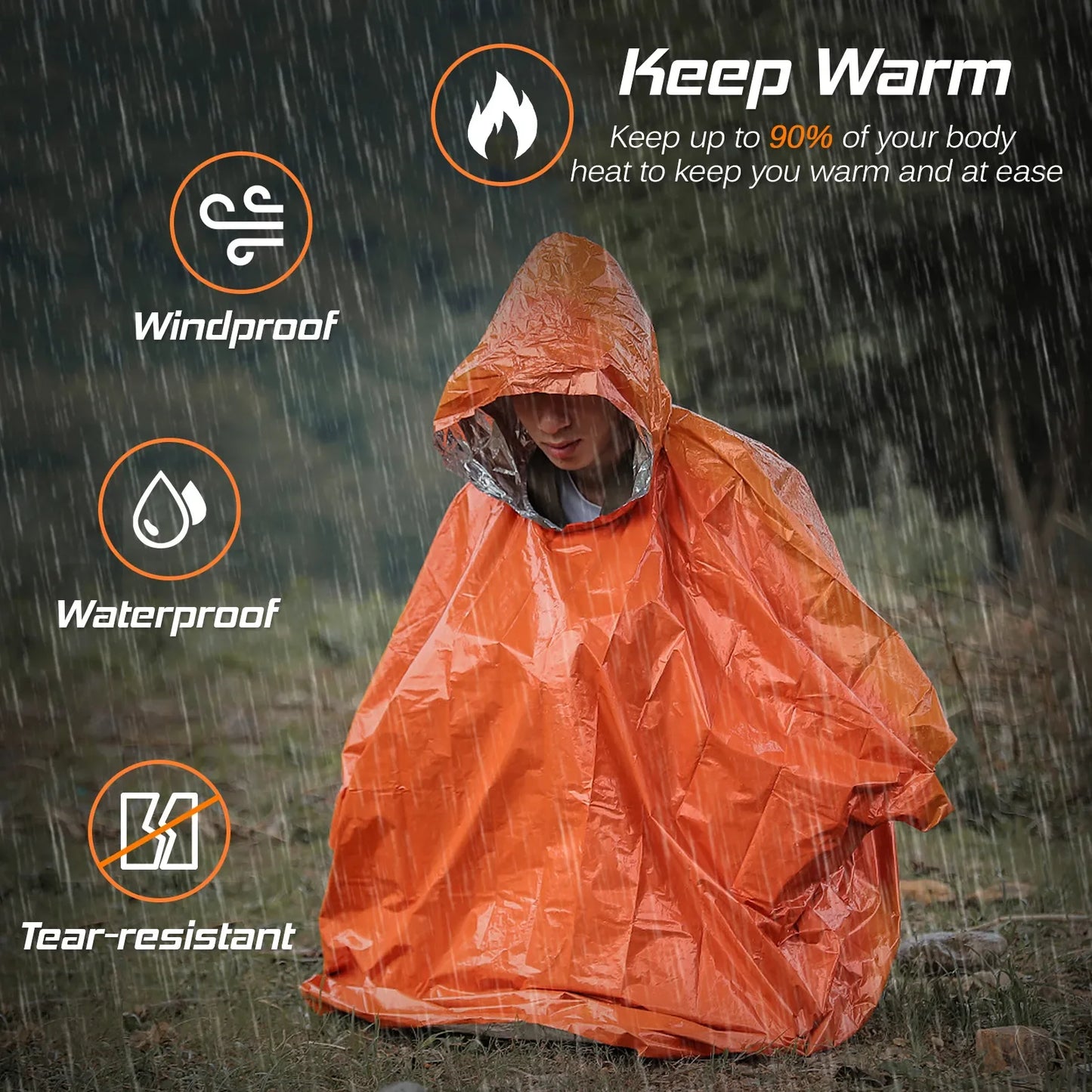 Emergency Waterproof Aluminum Film Raincoat