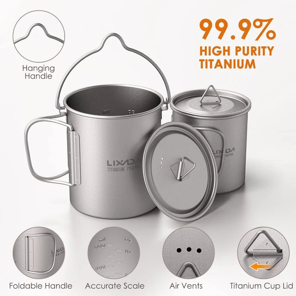 Lixada Camping Titanium Pot