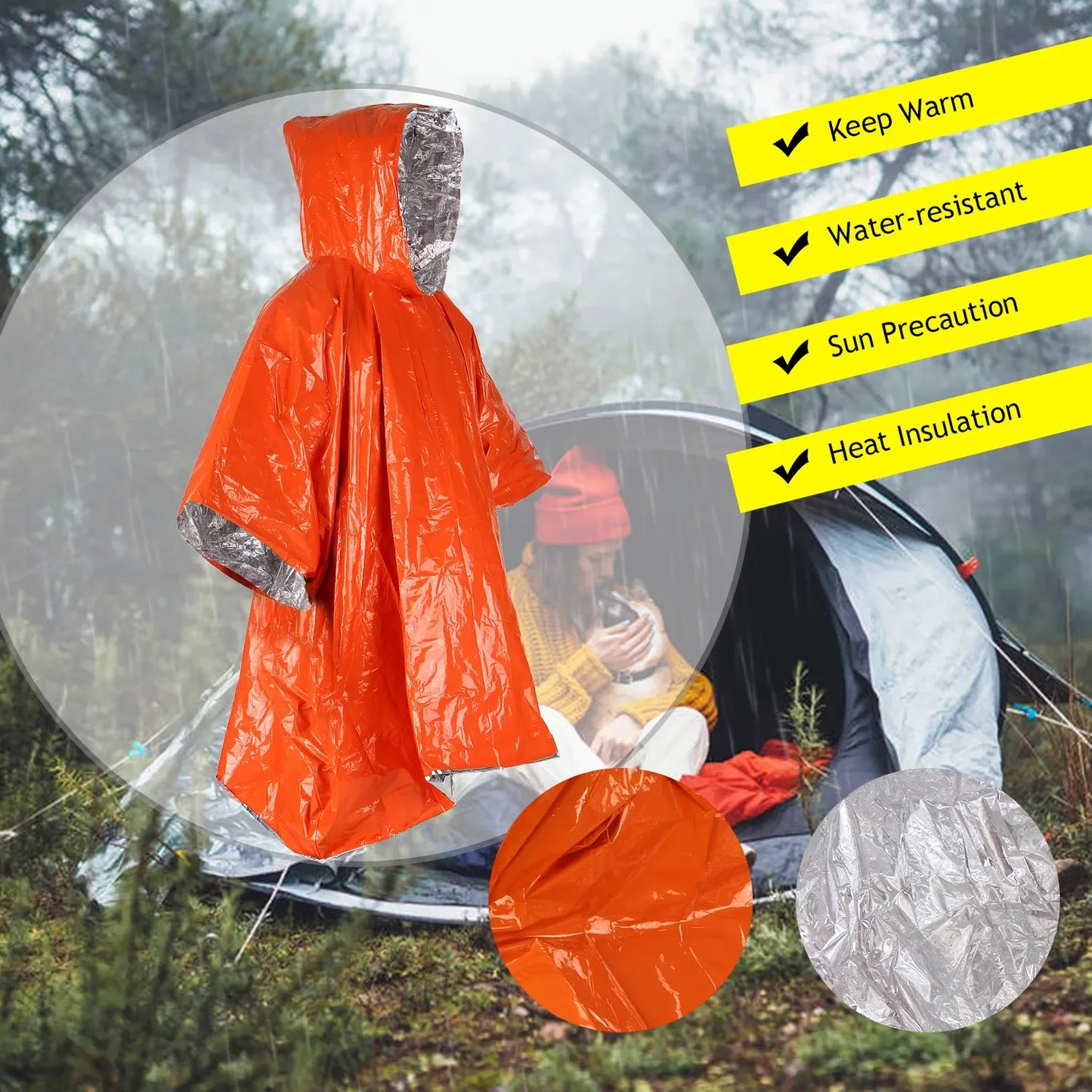 Emergency Waterproof Aluminum Film Raincoat